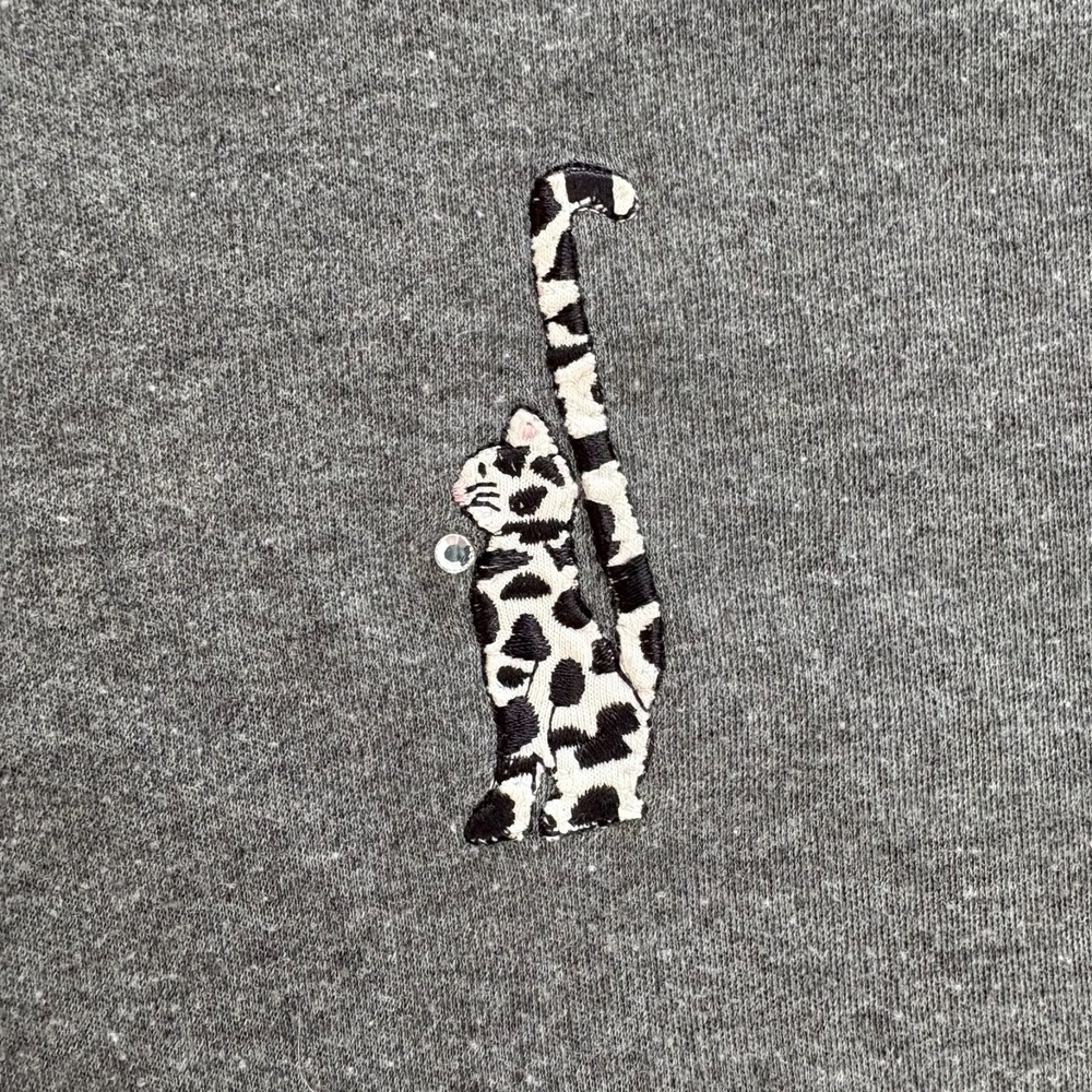 Needle & Thread Womens Gray Short Sleeve Cat Print Embroidered Dress Size 1X - Picture 6 of 15